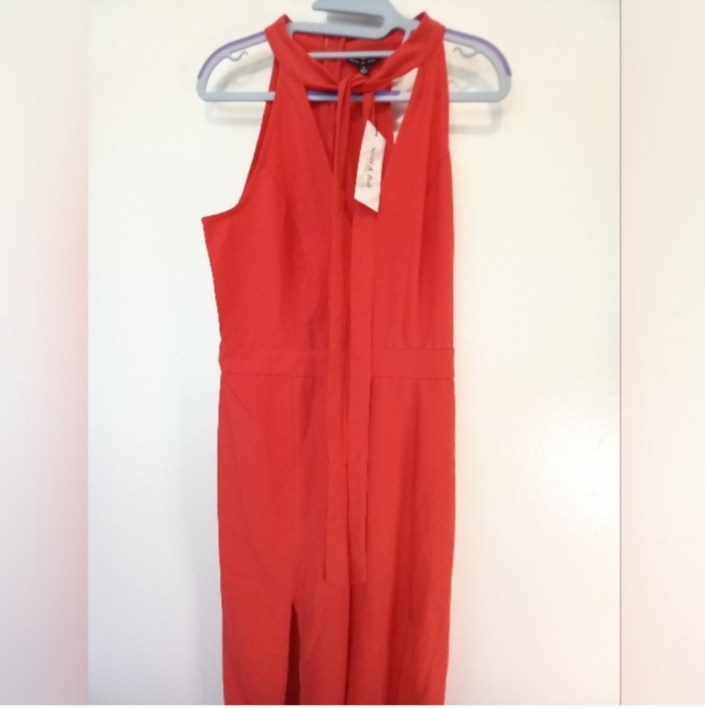 Strut & Bolt Sleeveless Red Jumpsuit Pantsuit - Picture 9 of 11